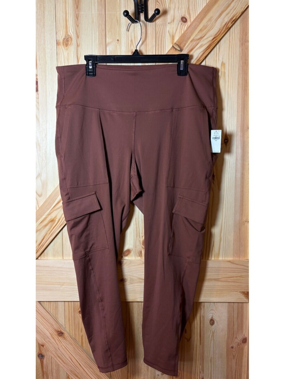 Old Navy Active Powerpress High-Rise Leggings XXL Brown Cargo Pockets NWT